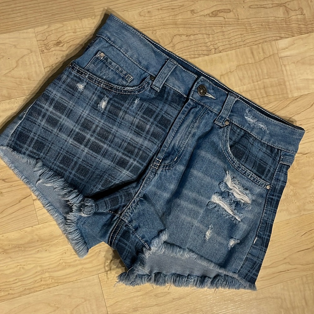 New York Rewash Brand Denim Jean Shorts Jorts High Rise Vintage Reunion, sz 5/27